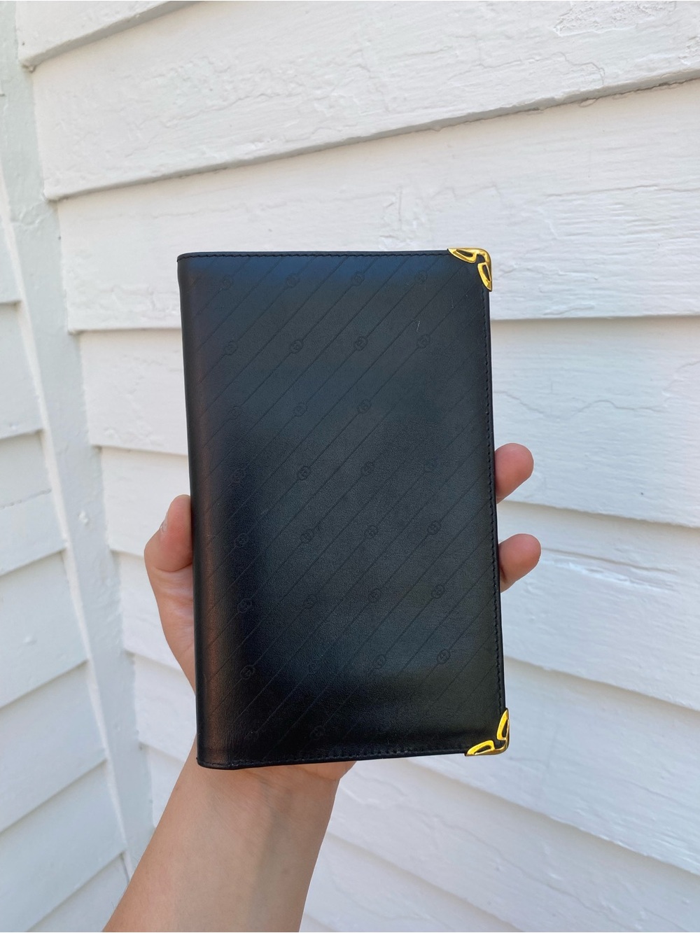 Vintage Gucci Black Leather Long Wallet with Gold Corner Accents - Picture 3 of 17